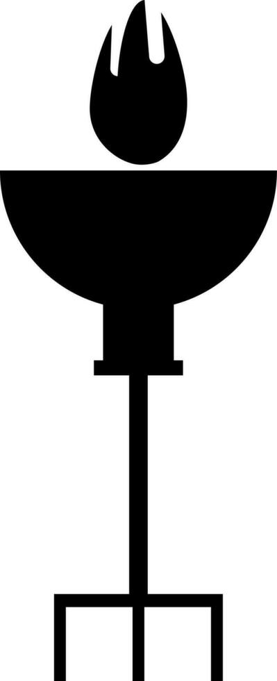 glifo icono o símbolo de llameante antorcha para marcial Arte. vector