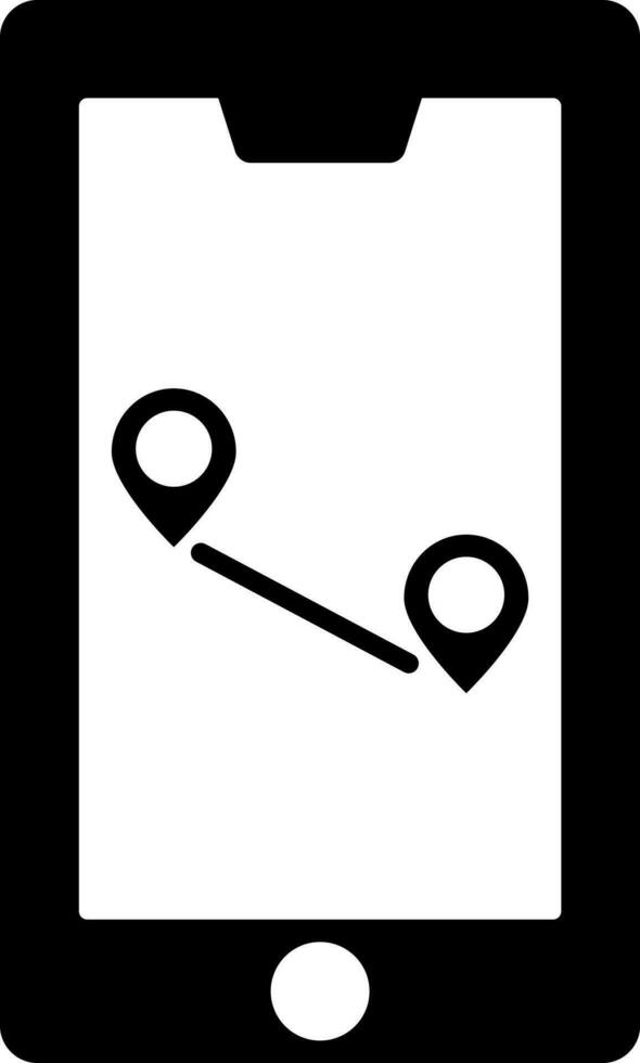 Destination location tracking by smartphone icon. vector