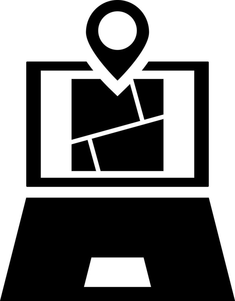 Online location searching by laptop icon. vector