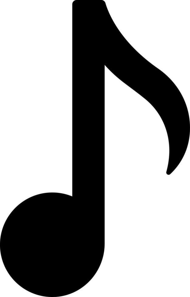 Music eighth note icon in black color. vector