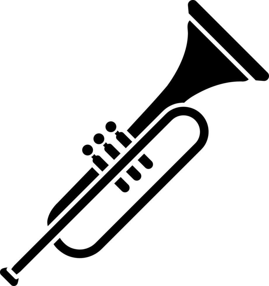 Trumpet icon in Black and White color. vector