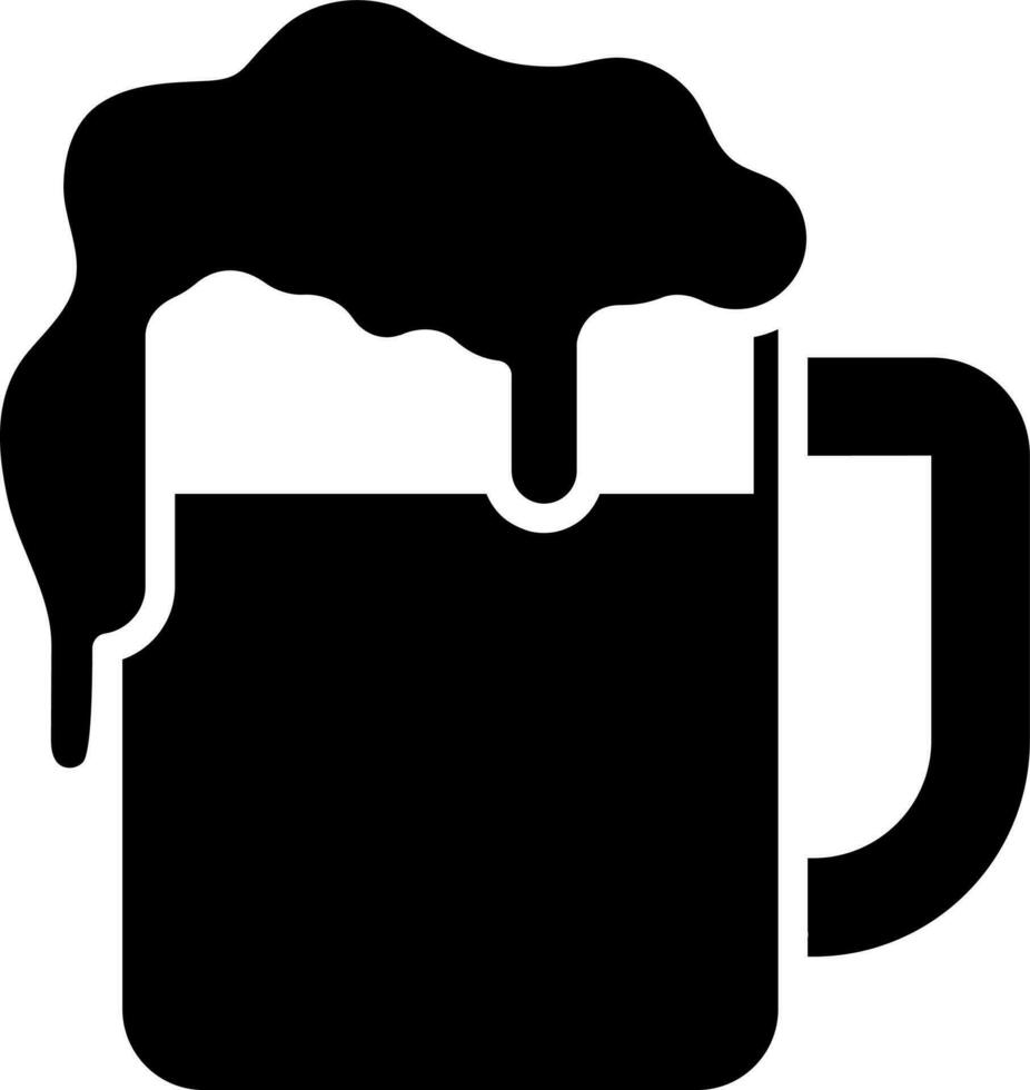 Black and White beer mug icon in flat style. vector
