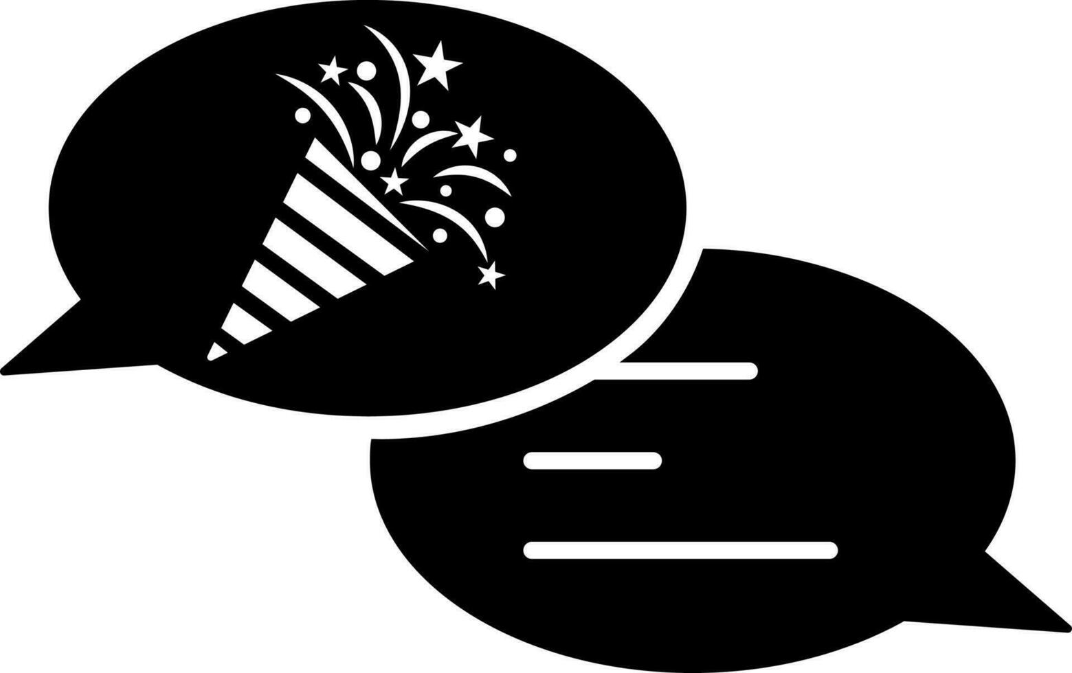 fiesta mensaje o comentario icono en negro y blanco color. vector