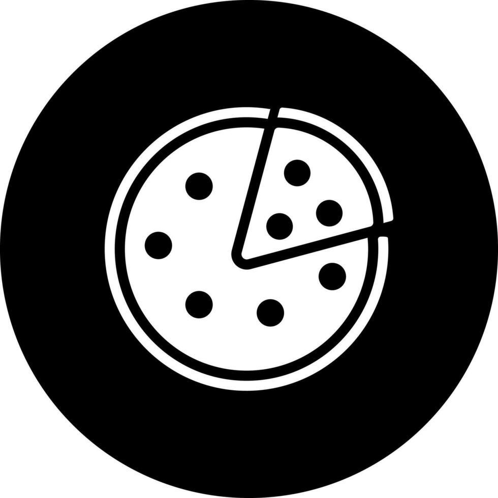 Black and White pizza icon in flat style. vector