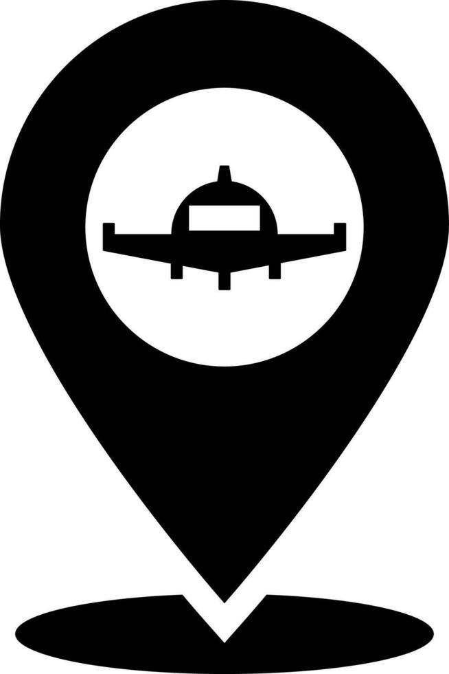 glifo aeropuerto ubicación icono en plano estilo. vector
