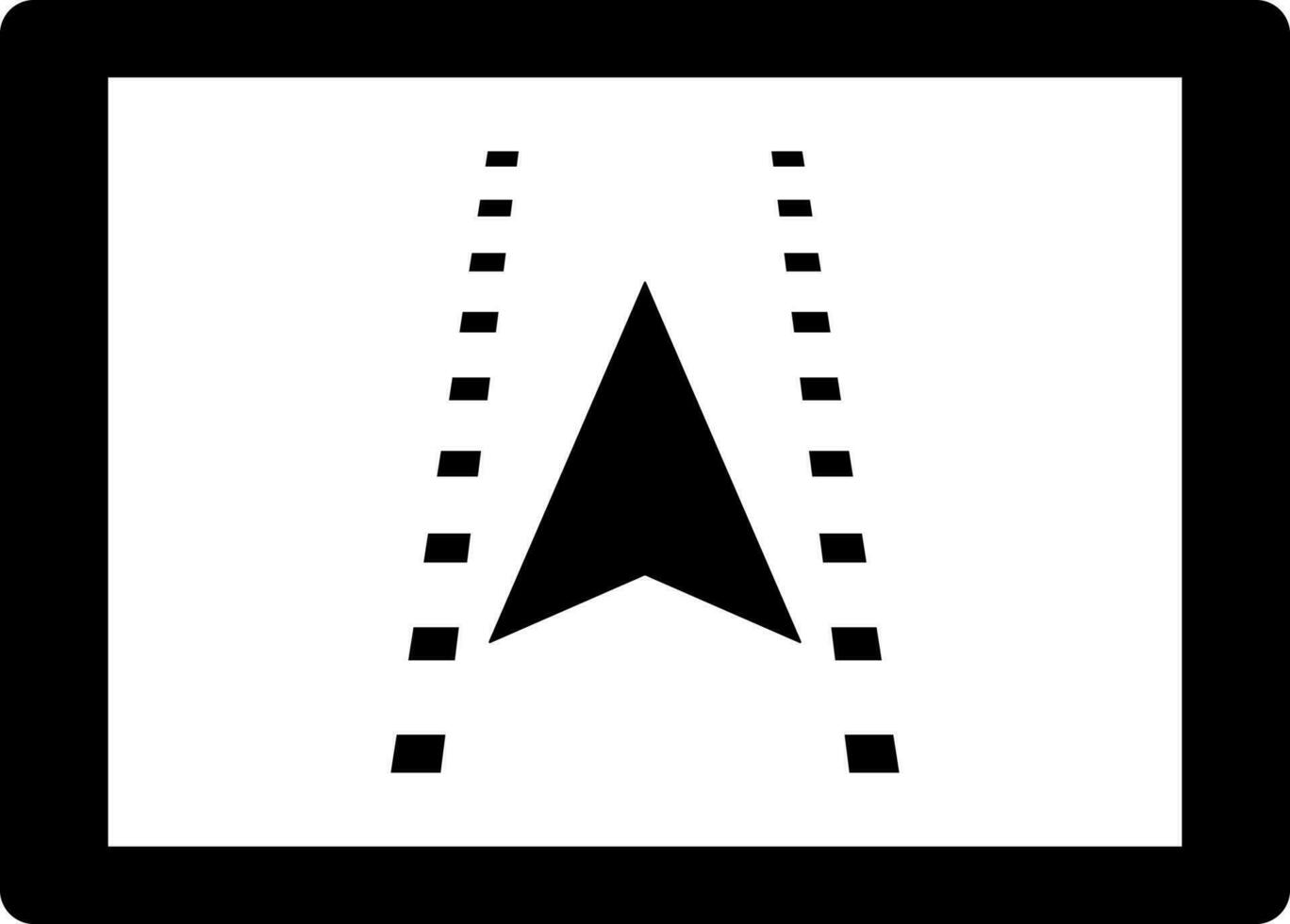 Location tracking app in tablet glyph icon. vector