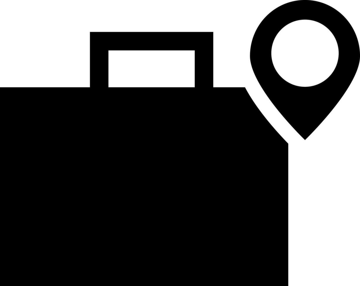 Briefcase location pointer glyph icon. vector