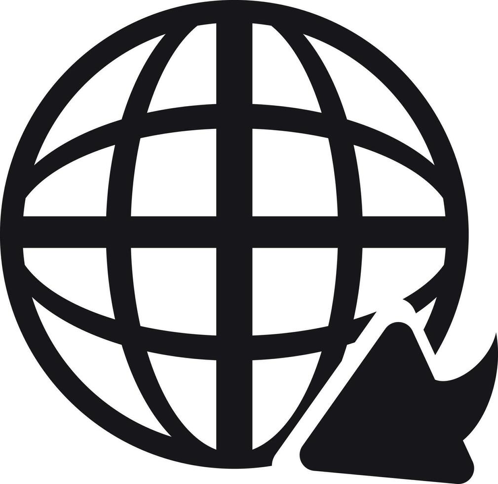 Black and White illustration of Globe with Arrow icon. vector