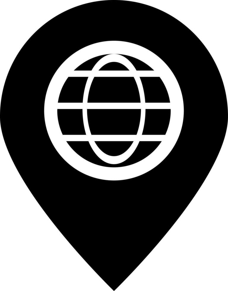 Globe location pointer icon in flat style. vector