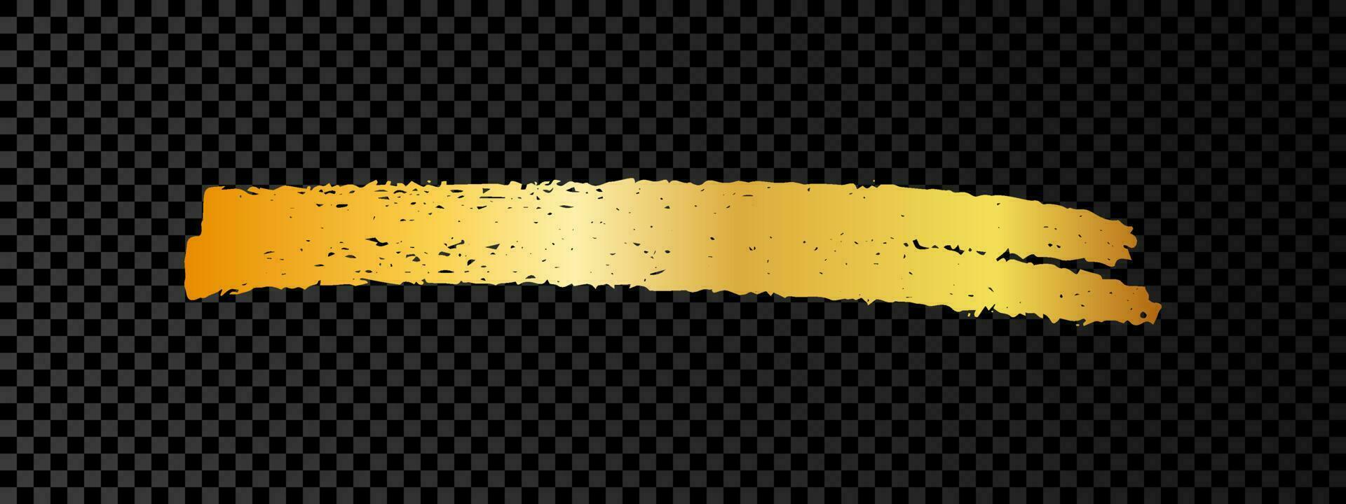 Gold paint brush smear stroke. Abstract gold glittering sketch scribble smear on dark vector