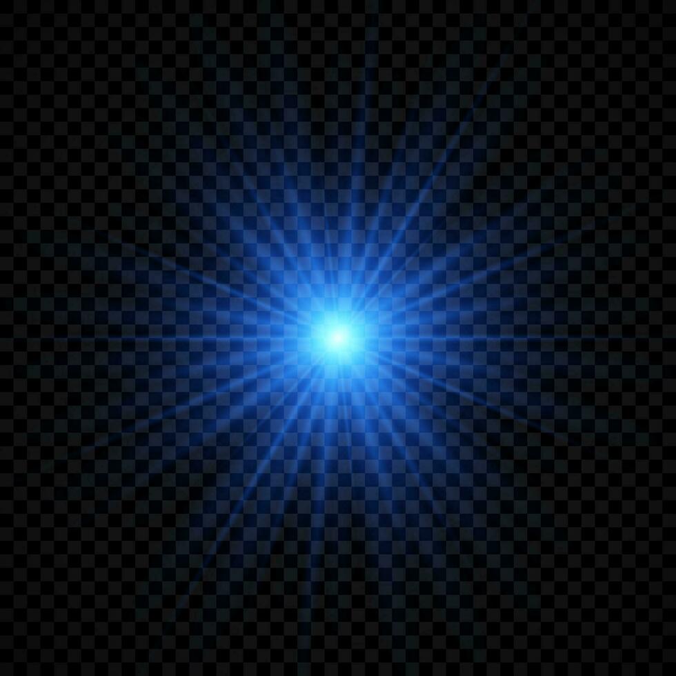 Light effect of lens flares. Blue glowing lights starburst effects with sparkles vector