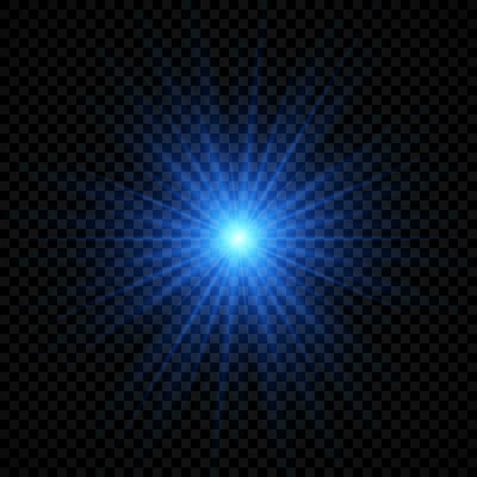 Light effect of lens flares. Blue glowing lights starburst effects with sparkles vector