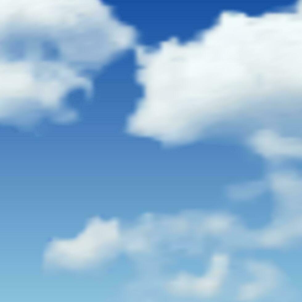 Natural background with cloud on blue sky. Realistic cloud on blue backdrop. Vector illustration