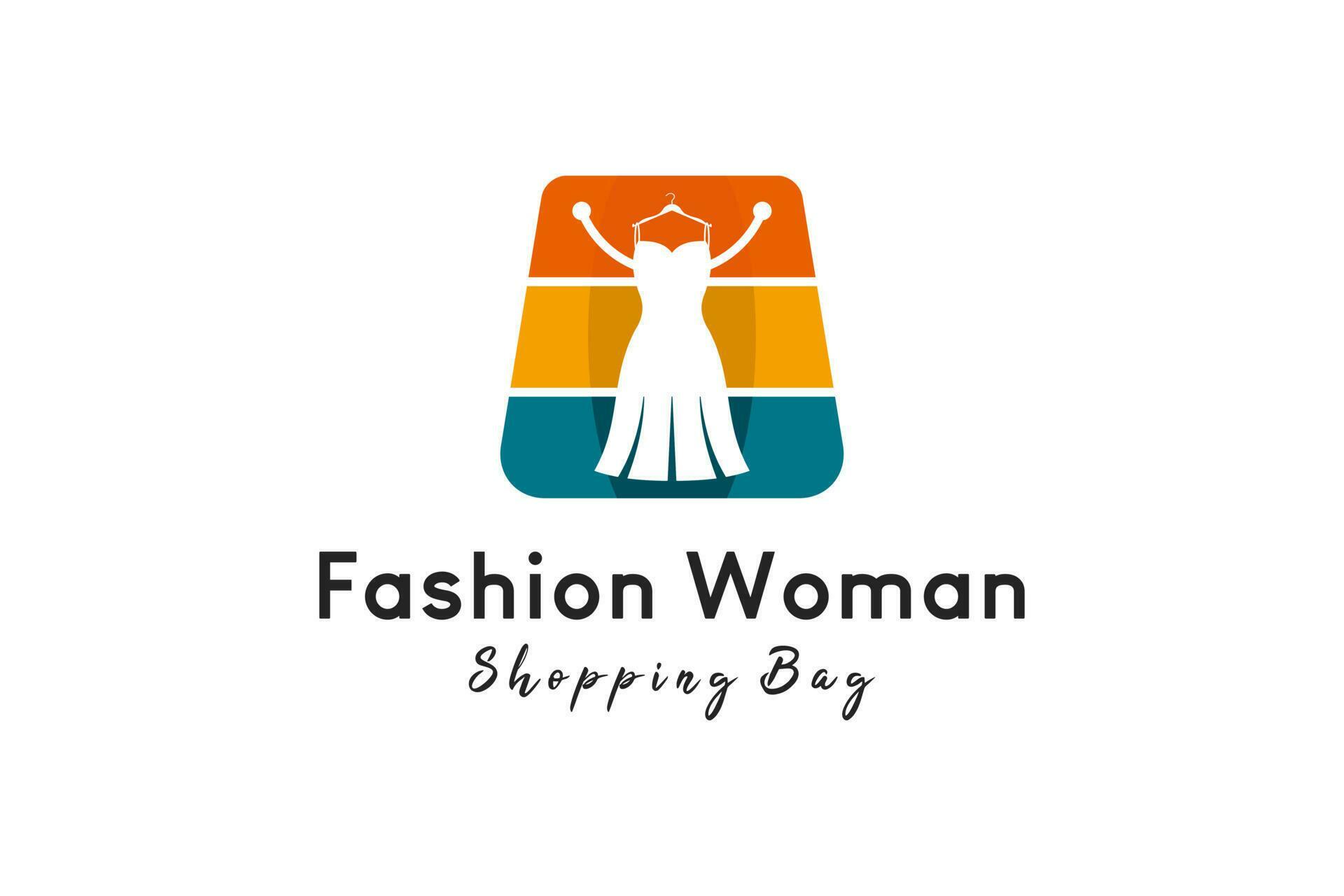 Woman dress bag logo design, beauty fashion shopping logo vector ...