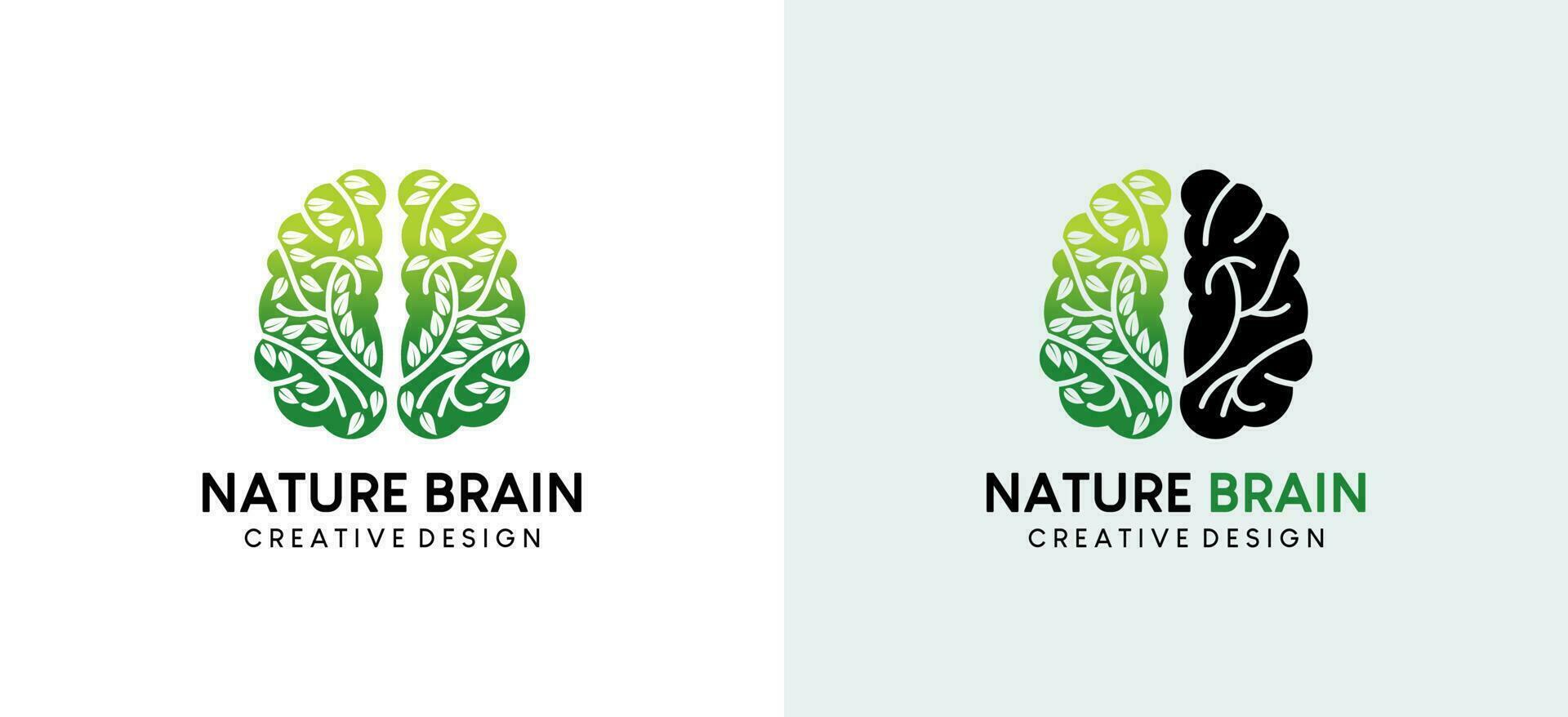 naturaleza cerebro logo diseño, creativo resumen hoja y cerebro logo vector ilustración