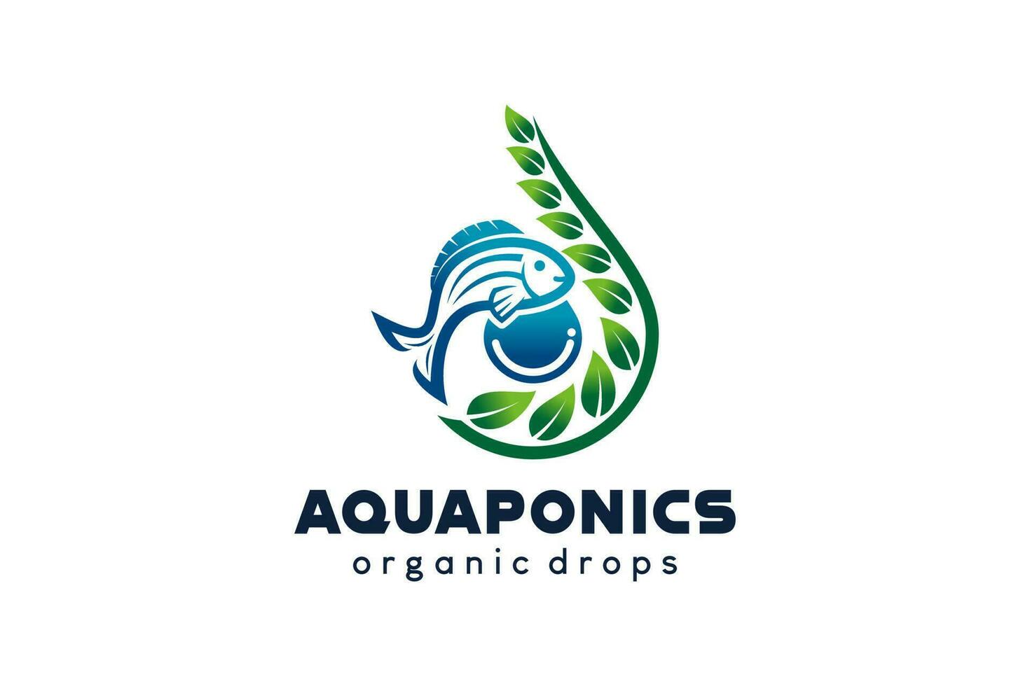 Modern abstract aquaponic logo in water drop concept vector