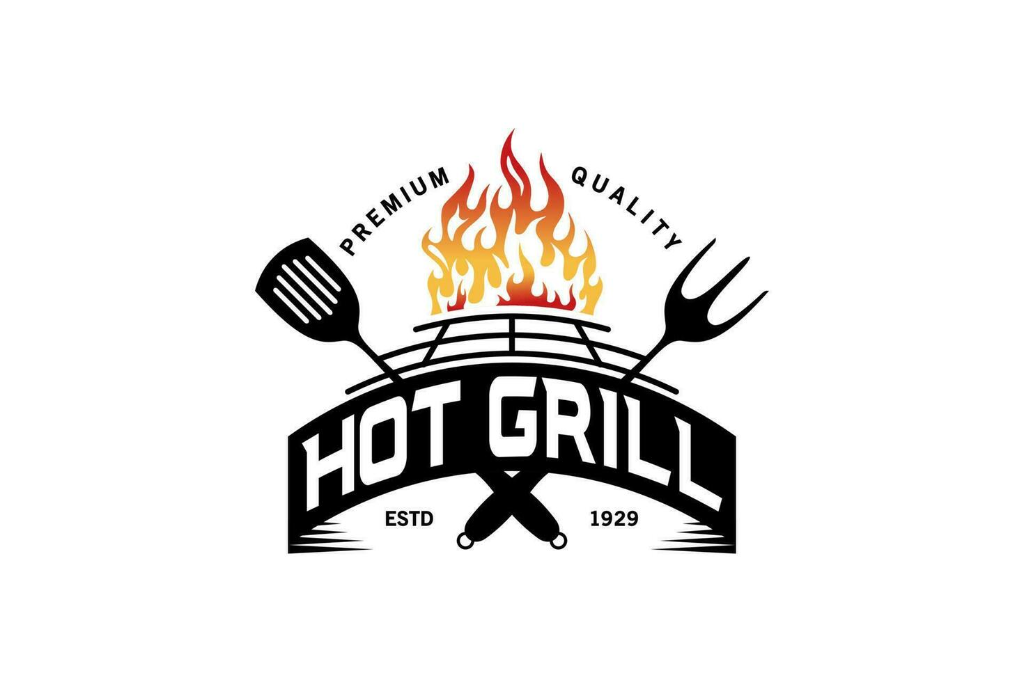 Hot grill logo design, barbercue symbol vector illustration