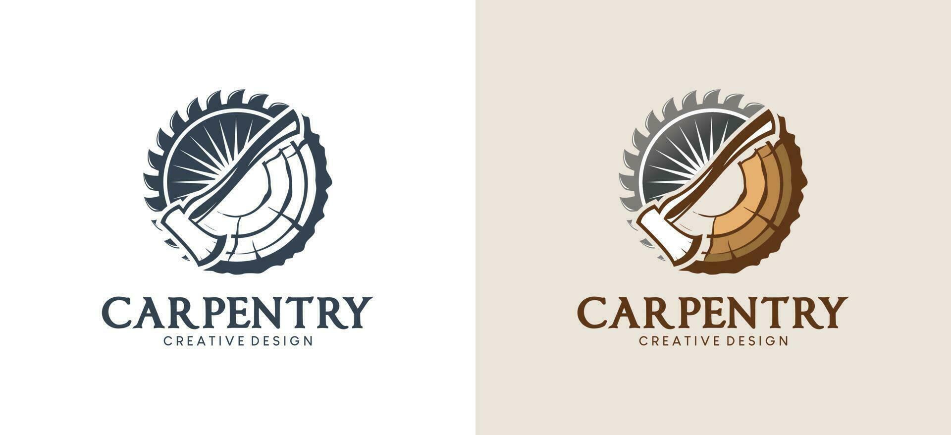 carpintería logo diseño, aserradero o madera corte con creativo Clásico concepto vector