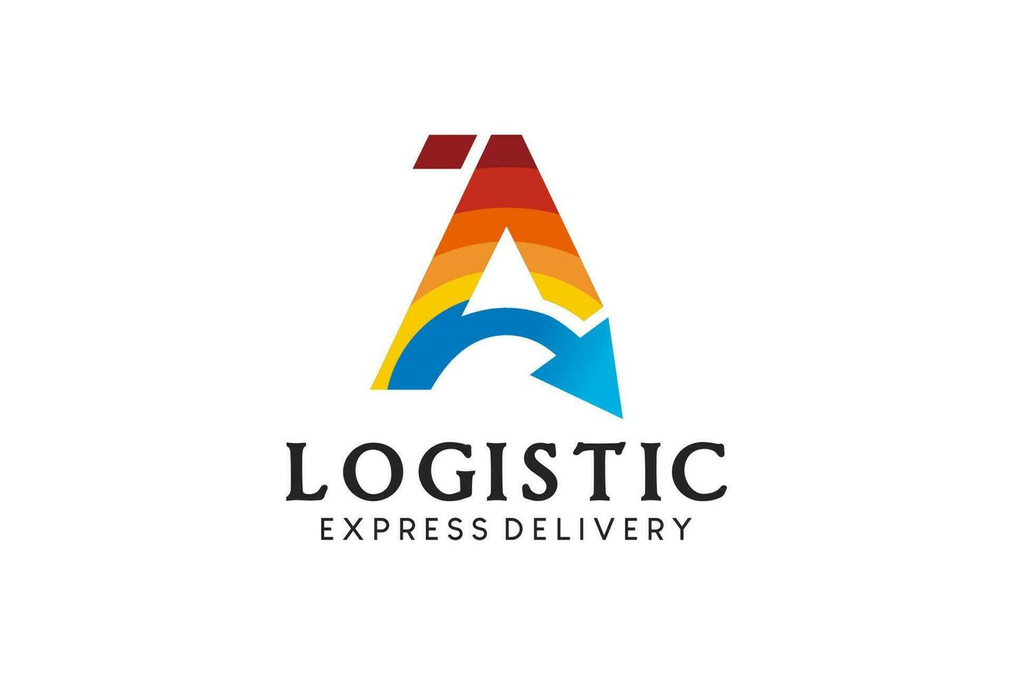 Letter A design with arrows for fast delivery and logistics logo vector