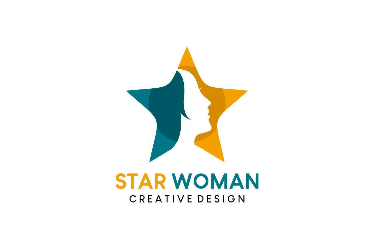 creativo resumen belleza estrella mujer logo diseño vector