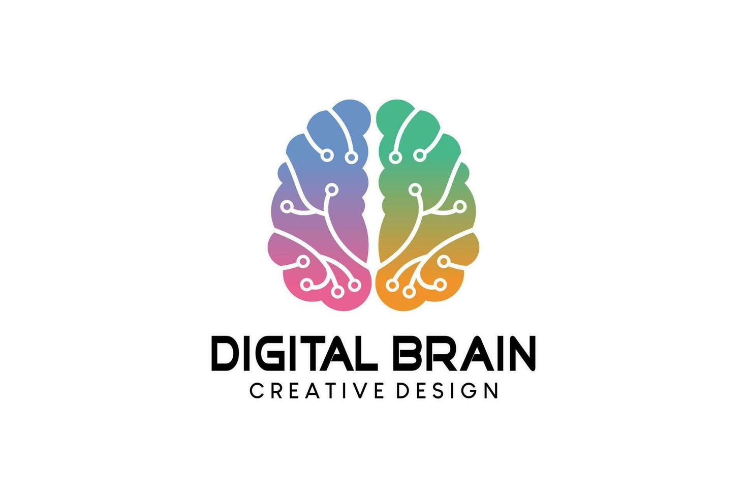 Digital technology brain logo design with creative abstract concept vector