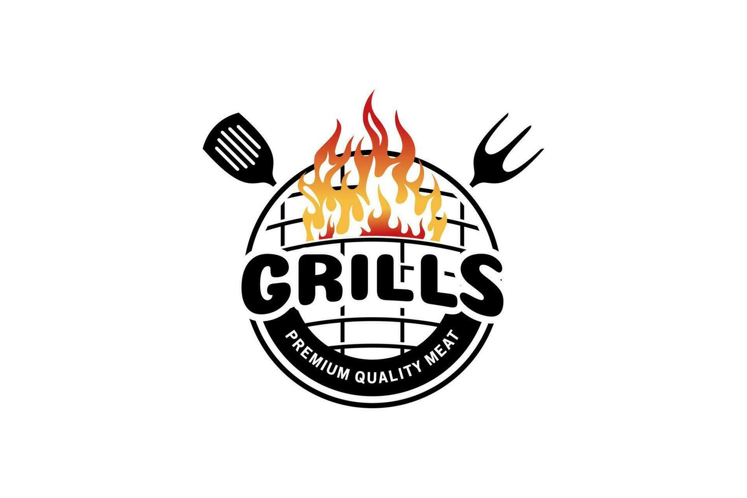 Hot grill logo design, abstract barbercue symbol vector illustration