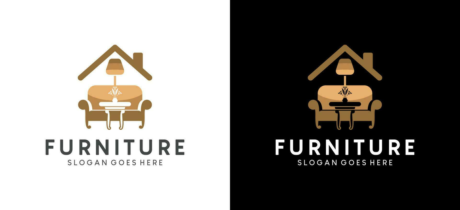 Furniture logo design, interior gallery logo vector illustration