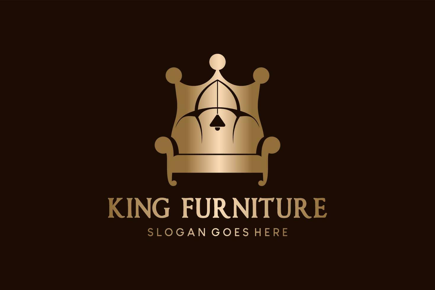 Creative abstract king furniture logo design vector