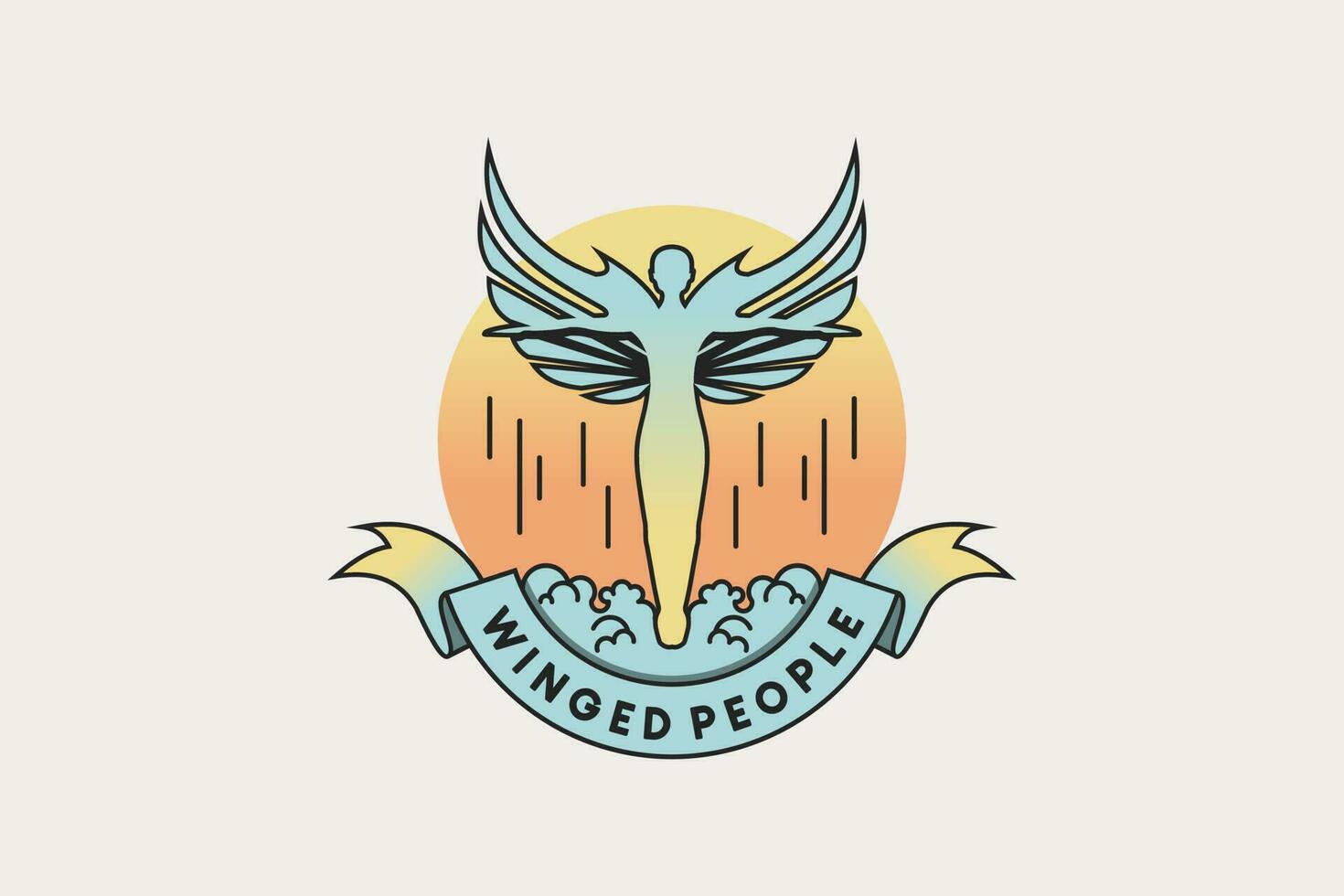 Creative abstract vintage winged man logo design vector
