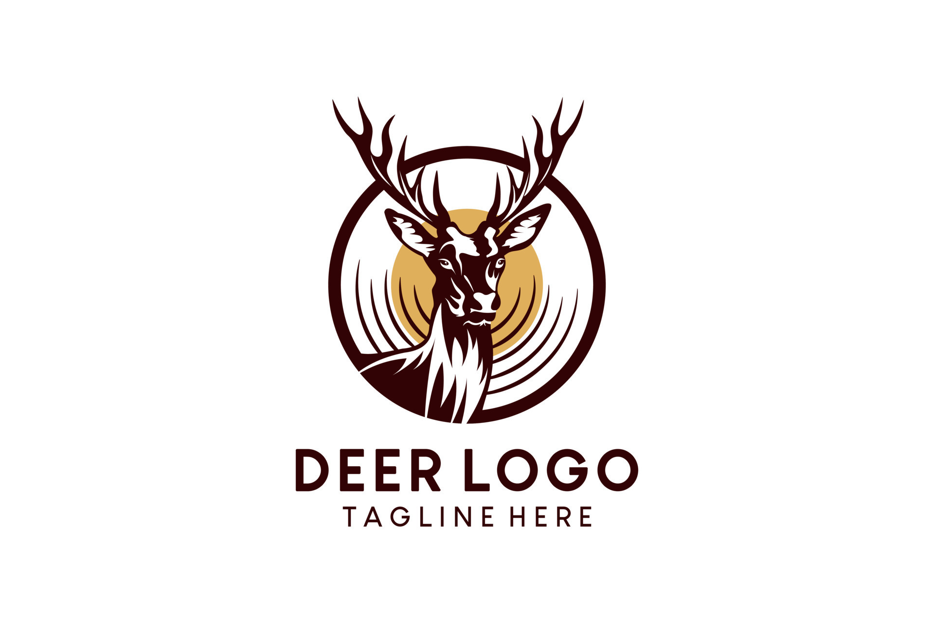 Wild deer logo design with vintage moon or sun background 24280169