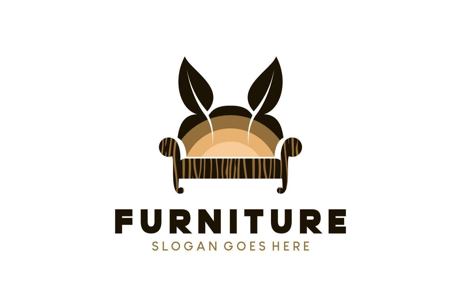 Creative abstract wood chair furniture logo design vector