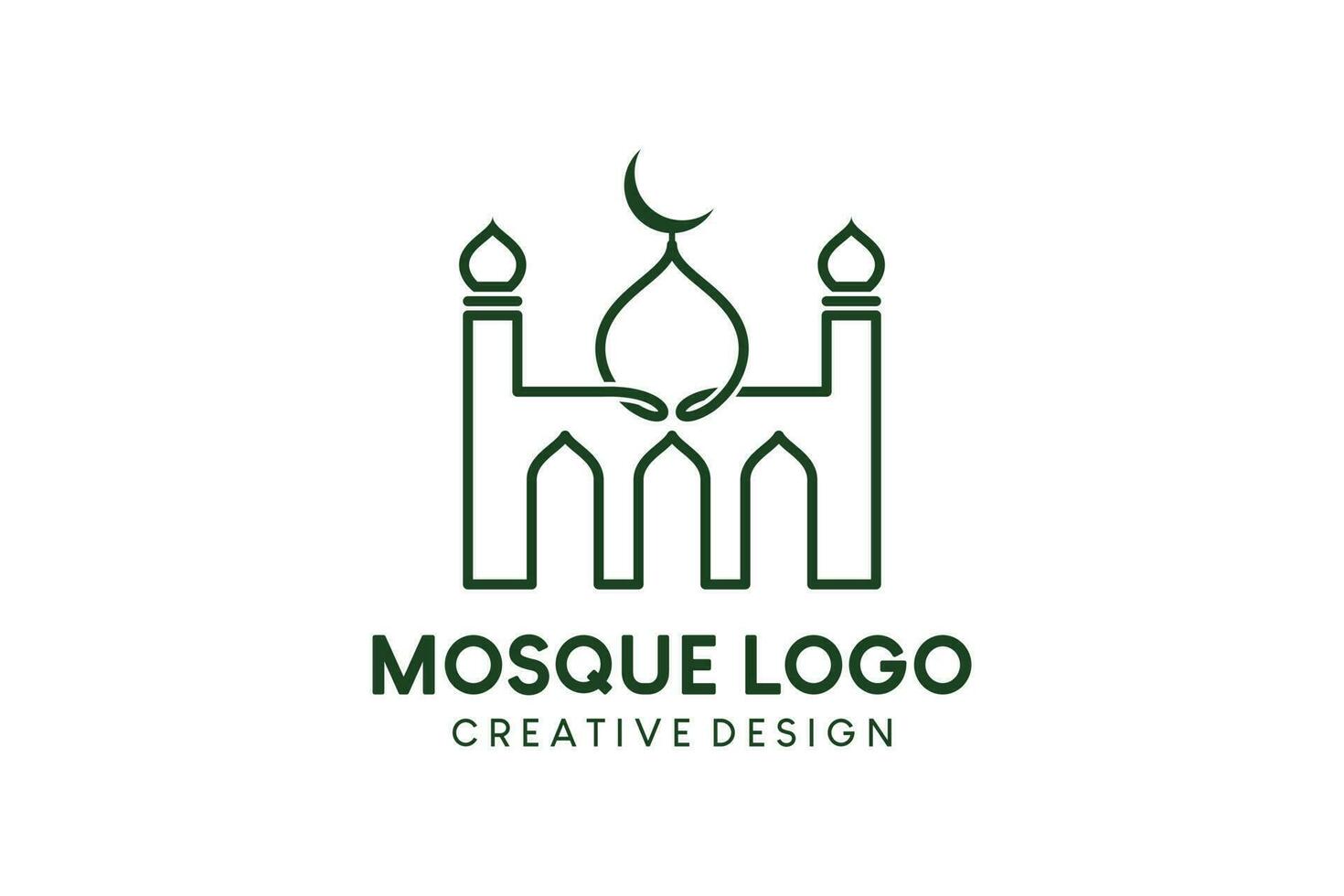 Mosque logo design with abstract creative line art style vector