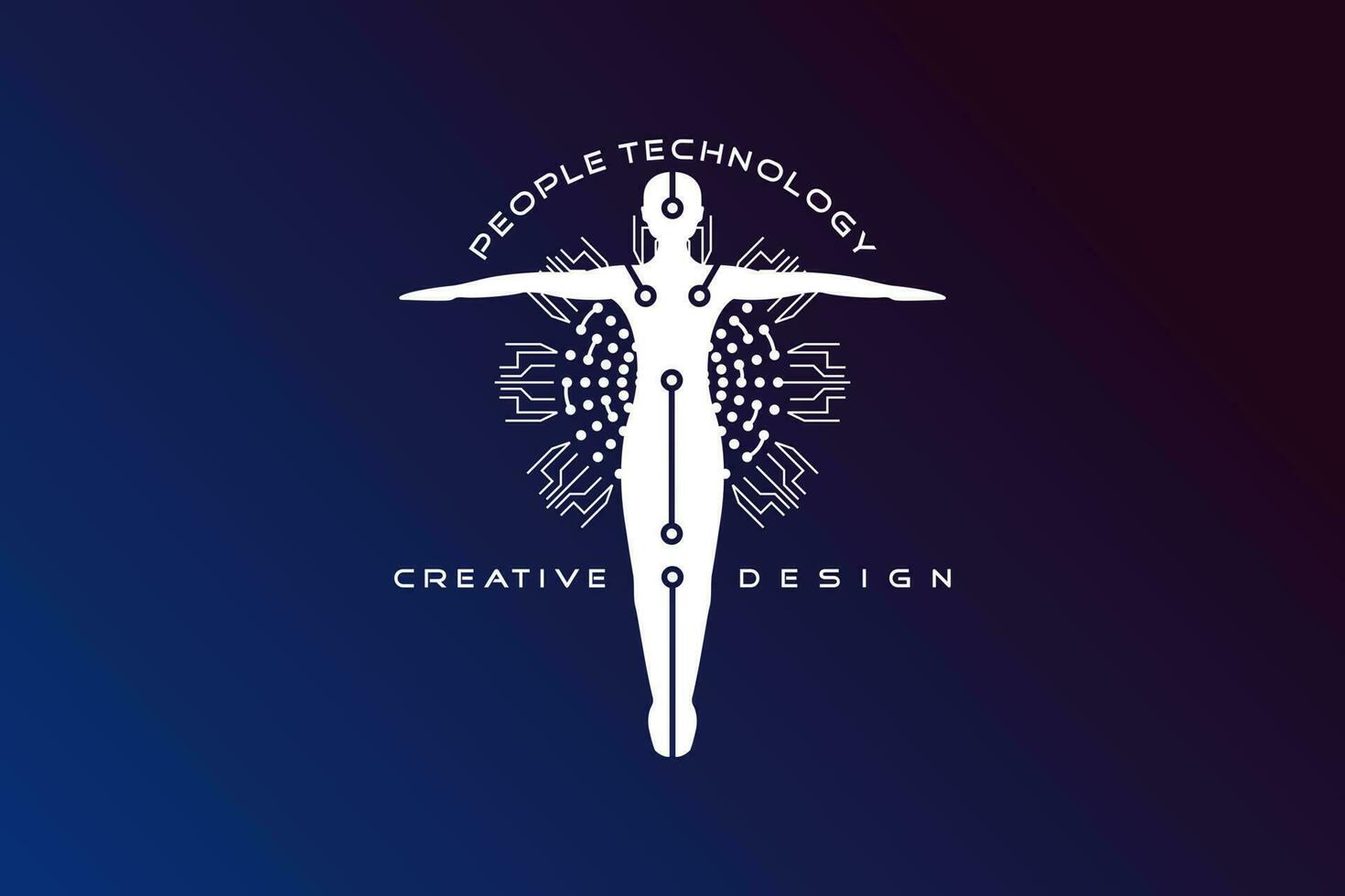 Creative abstract robotic digital technology man logo inspiration design vector