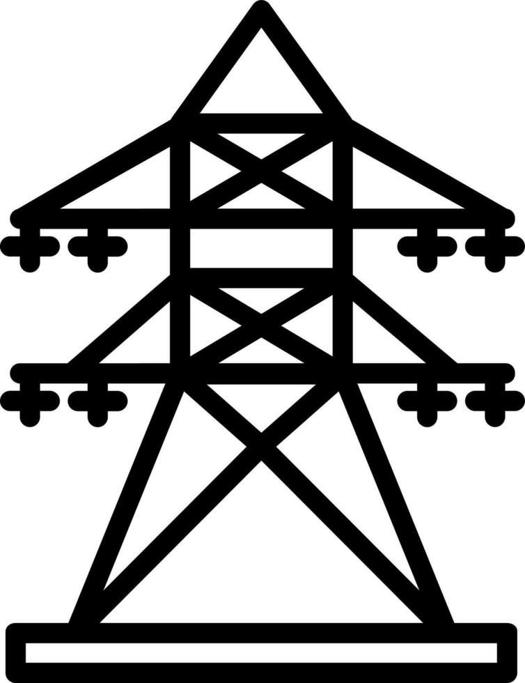 Black and White illustration of electric tower icon. vector