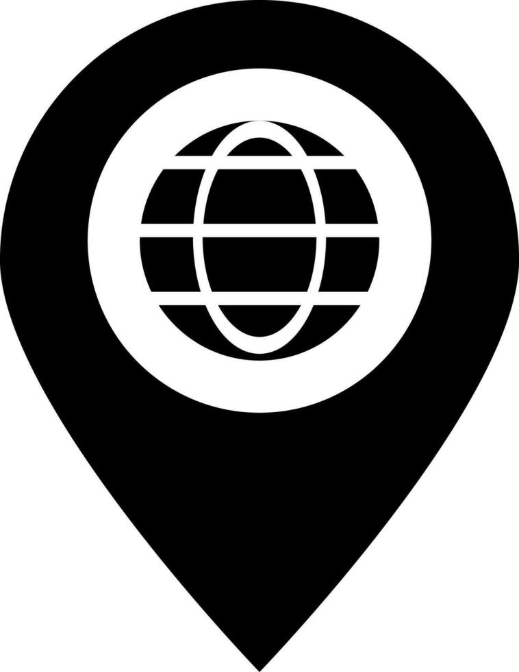 Black and White location icon with mapping. vector