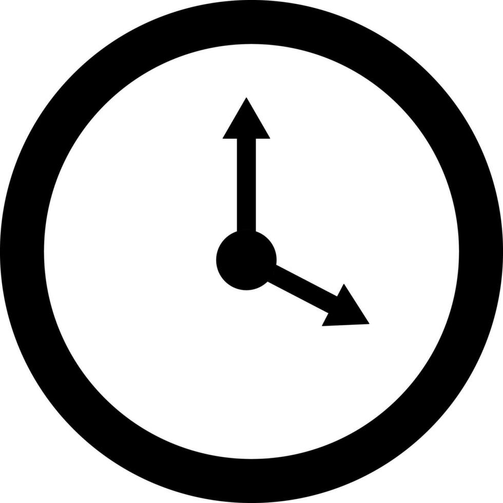 Glyph clock icon in Black and White color. vector