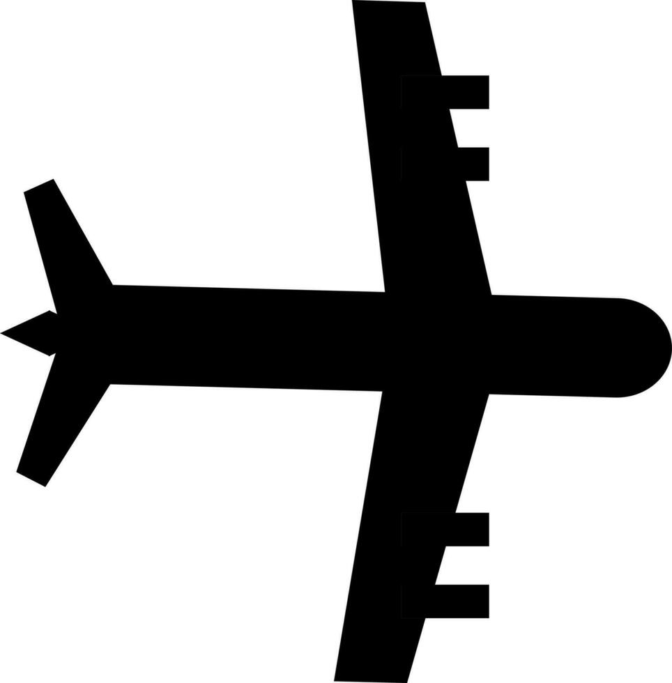 Glyph airplane icon in black color. vector