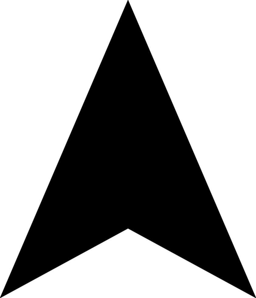 Vector illustration of location arrow icon in black color.
