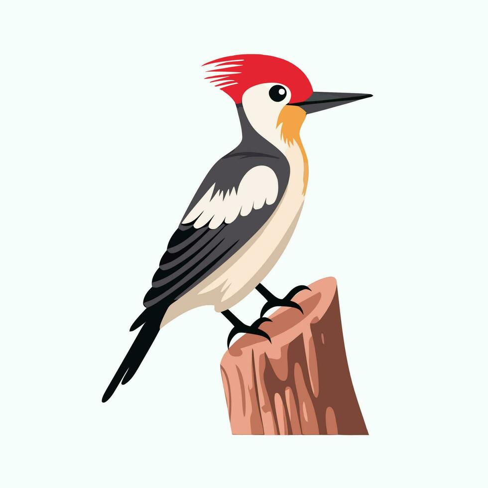 dibujos animados pájaro carpintero en árbol rama ilustración en vector formato aislado en blanco antecedentes