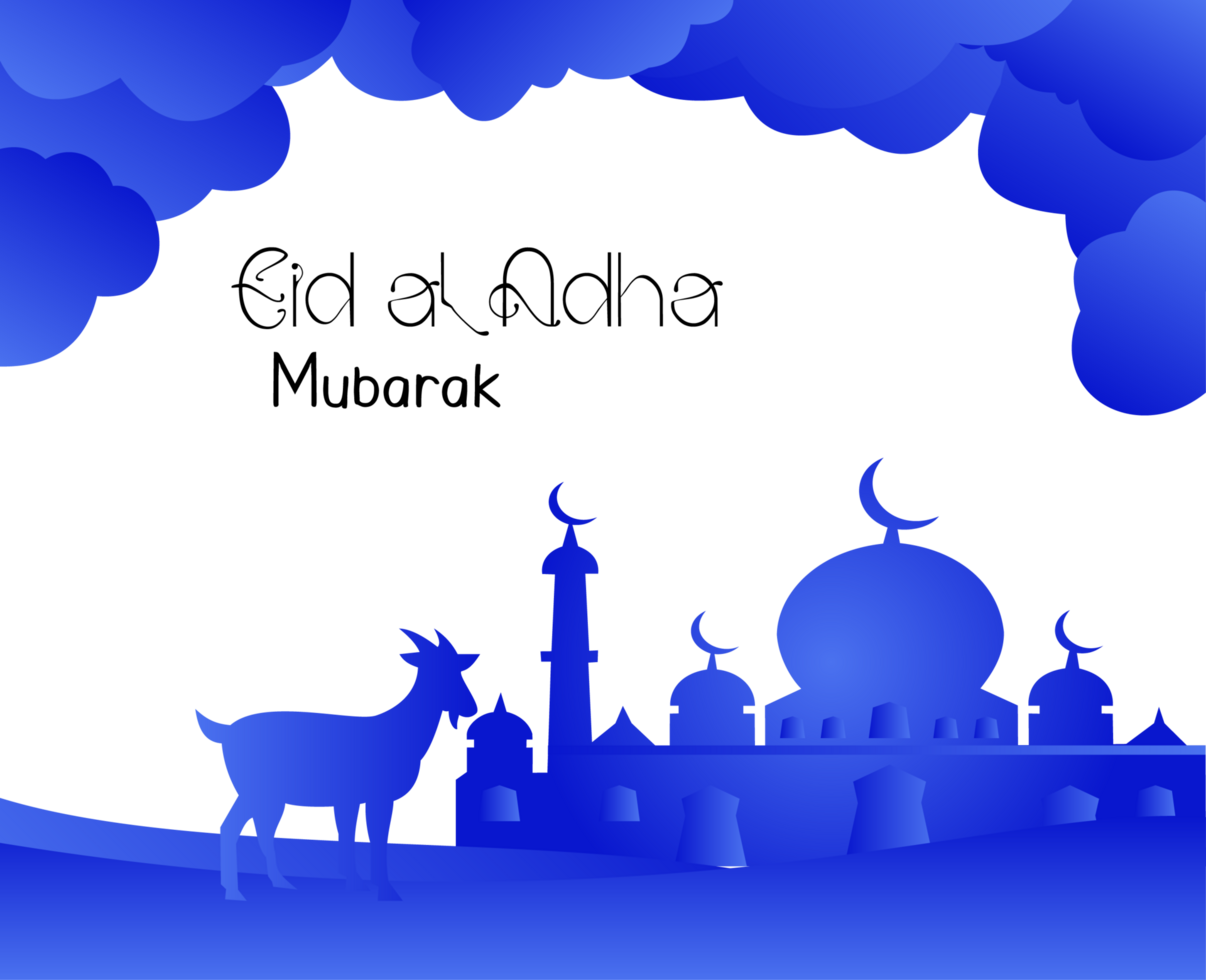 happy eid al adha greeting blue grey background islamic social media banner png