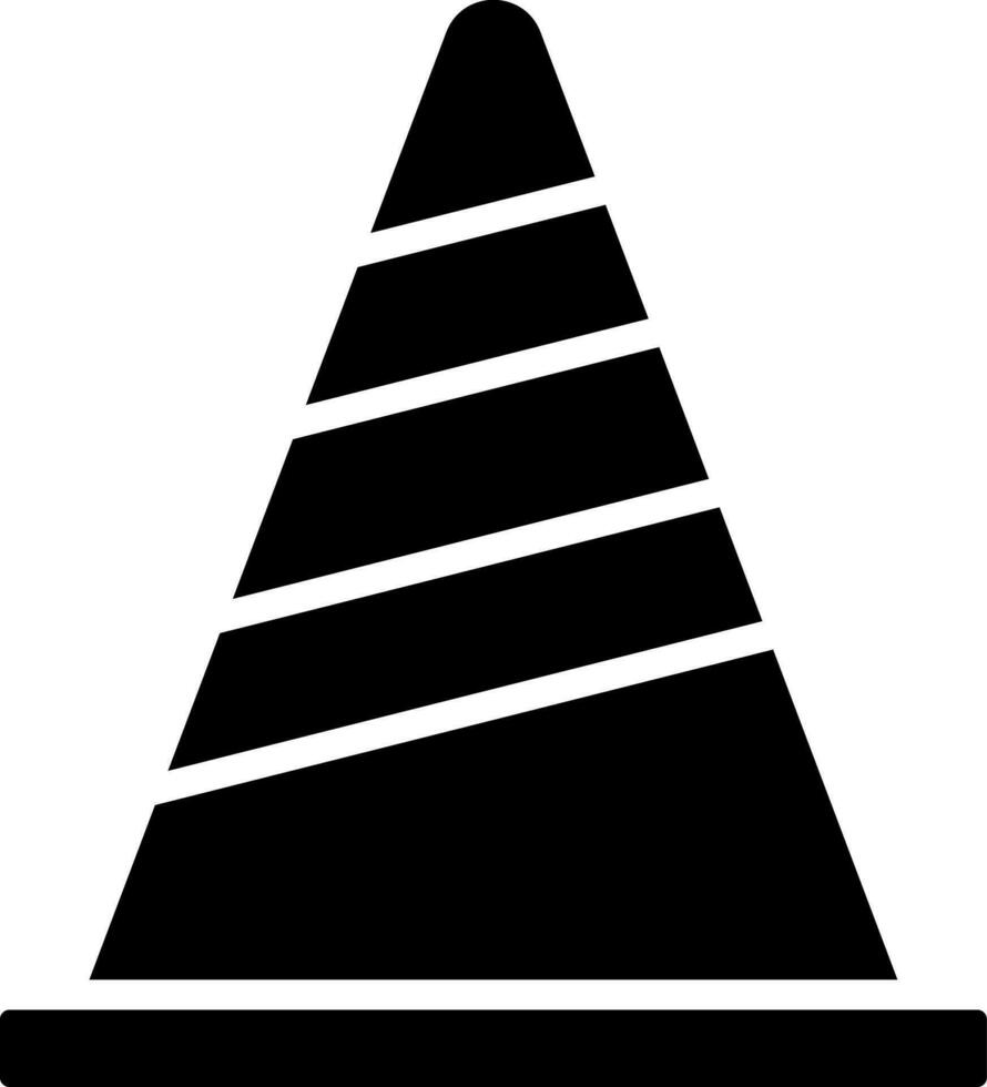 Construction cone icon in Black and White color. vector