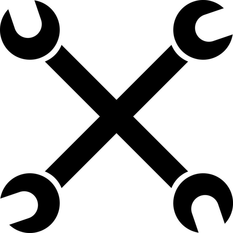 Wrench icon in black color. vector