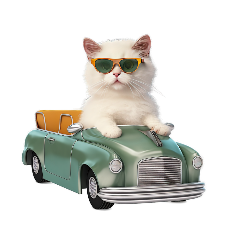 gatto uso bambini auto ai generato png