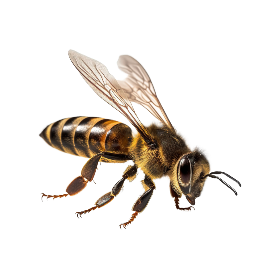 honung bi på isolerat bakgrund ai genererad png