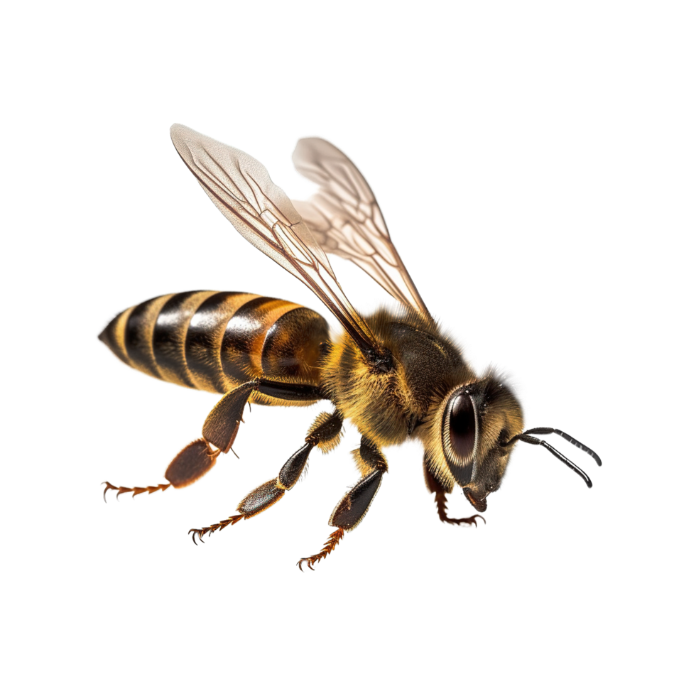 mon chéri abeille sur isolé Contexte ai généré png