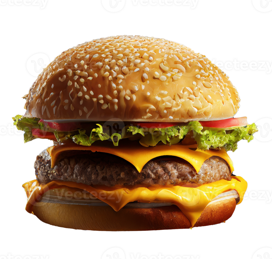 Hot and Fresh tasty delicious grilled hamburger. Ai generated. png