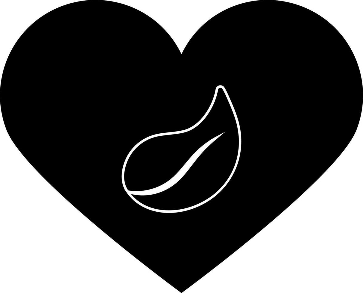 Heart with leaf icon for Nature, Love concept. vector