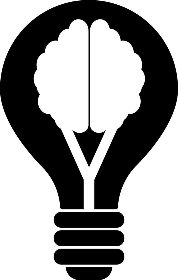 Icon of bulb inside brain in illustration. vector