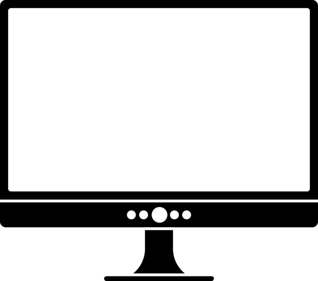 Icon of led television or monitor in Black and White. vector