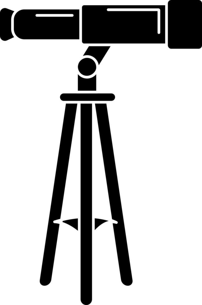 Black and White icon of telescope with stand. vector